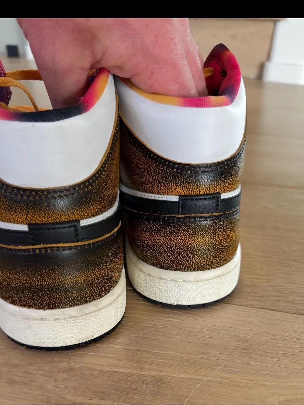Jordan Men’s Sneakers - White, Black & Gold High-Top